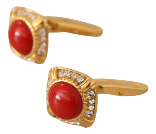Gold Brass Crystal Dress Shirt Cufflink