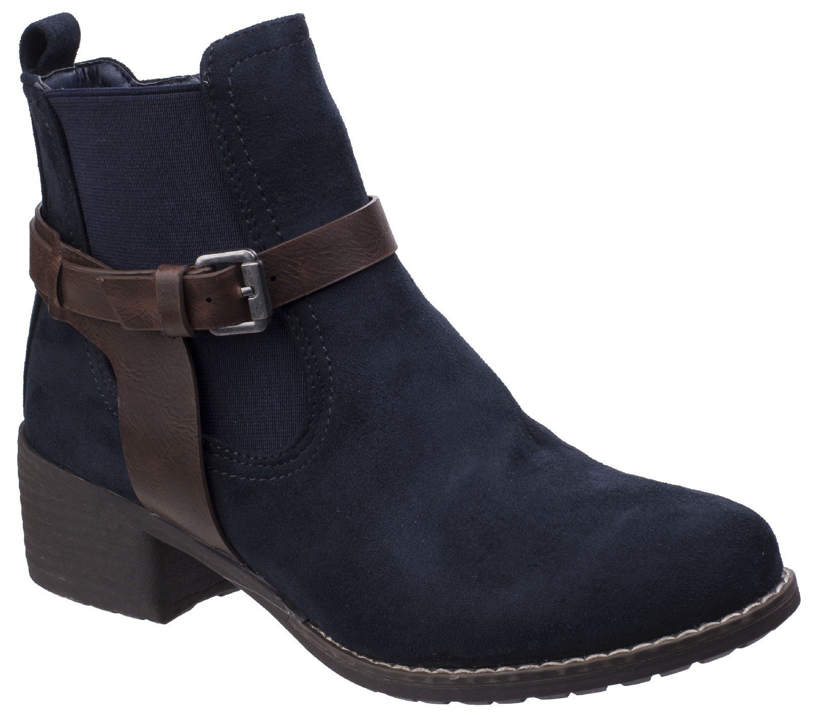 Divaz Women's Ivana Block Heel Ankle Boot Black 25570-42562 - Navy 4