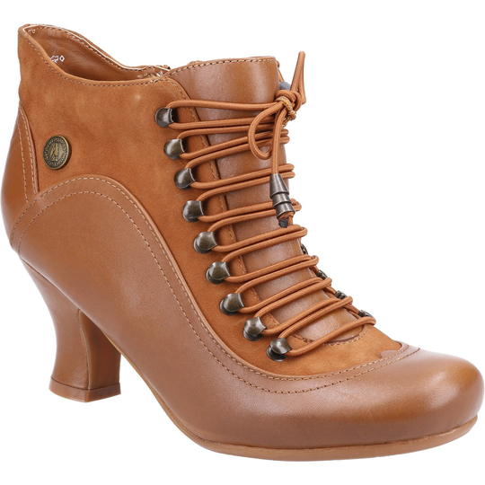 Vivianna Lace Up Heeled Boot - Tan 3