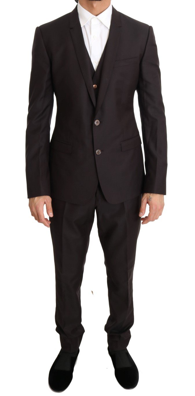 Dolce & Gabbana Men's Wool Silk Slim Fit Two Button Suit Purple KOS1095 - IT48 | M
