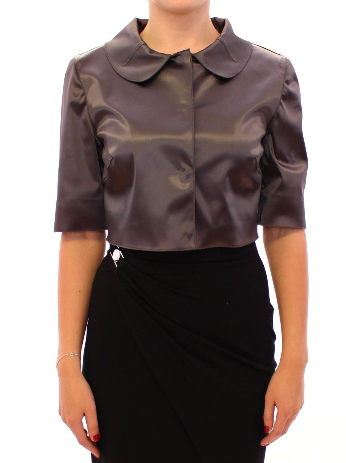 Dolce & Gabbana Women's Shiny Stretch Bolero Shrug Jacket Gray GSS11367 - IT38|XS