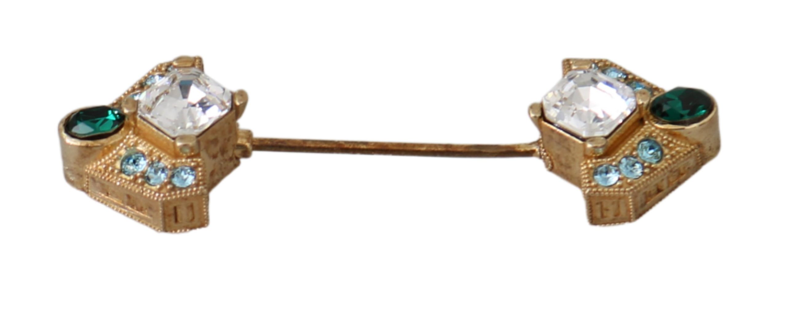 Dolce & Gabbana Women's Brass Real Silver Crystal Lapel Pin Brooch Gold SMY10011