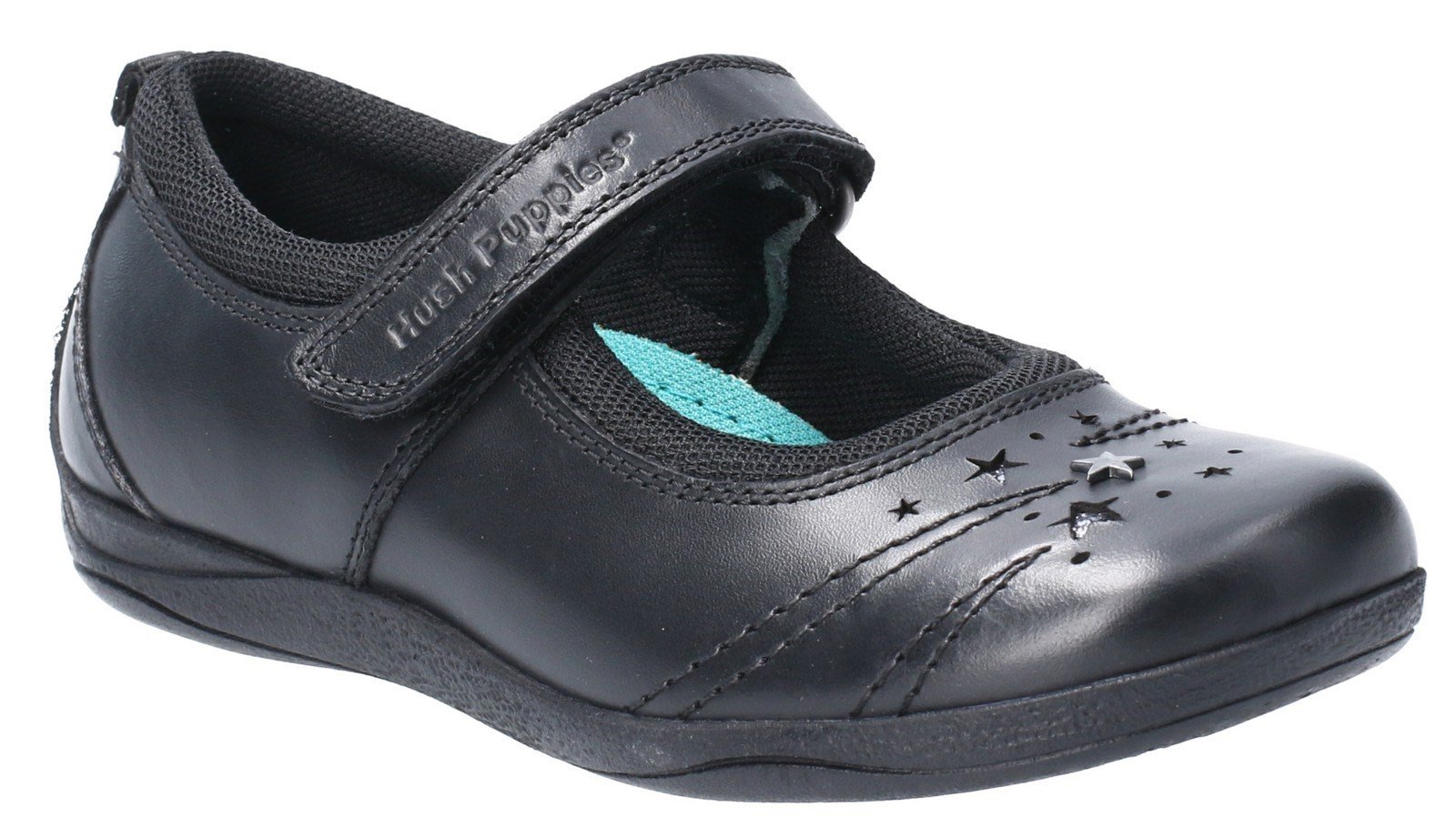 Hush Puppies Kid's Amber Jnr Touch Fastening School Shoe Black 28979 - Black 13.5 UK