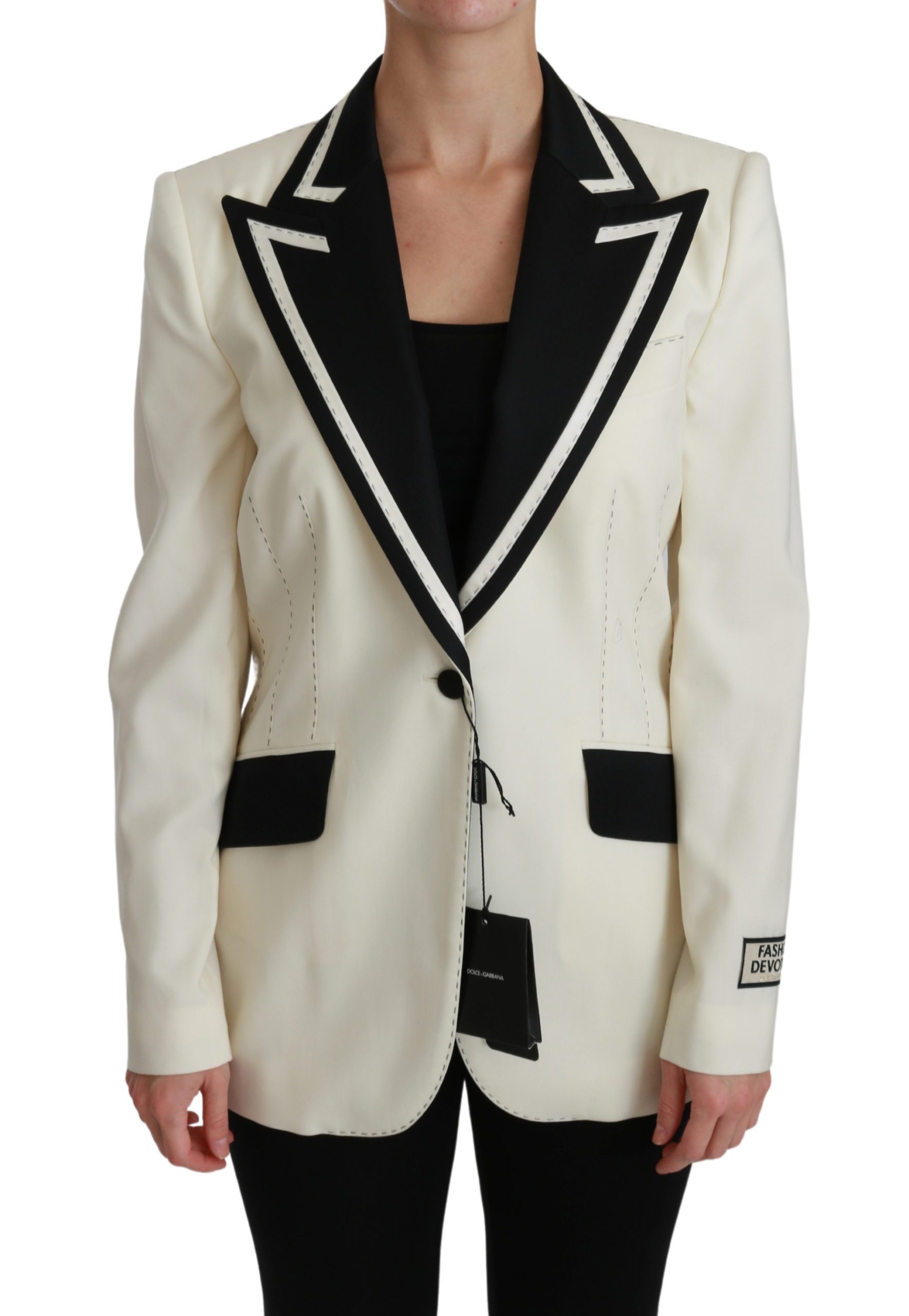Dolce & Gabbana Women's Cream Single Breasted Blazer Jacket Cream JKT2538 - IT44|L