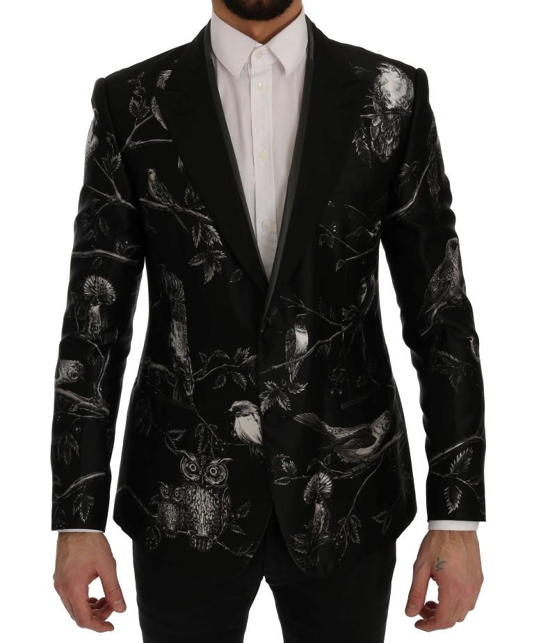 Dolce & Gabbana Men's Bird Print Silk Slim Blazer Black SIG60249 - IT44 | XS