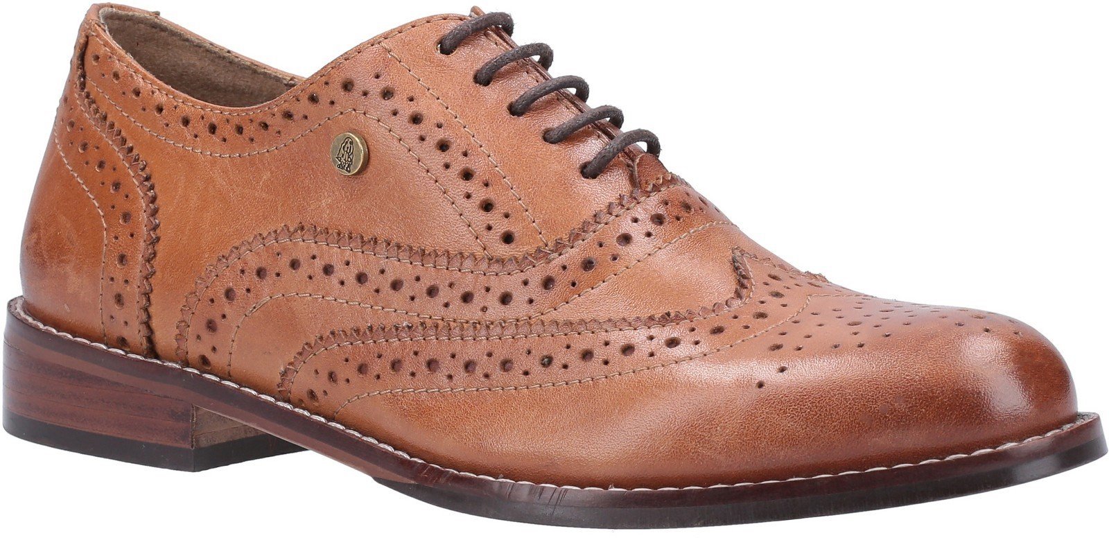 Hush Puppies Women's Natalie Brogue Lace Up Shoe Various Colours 30241 - Tan 3