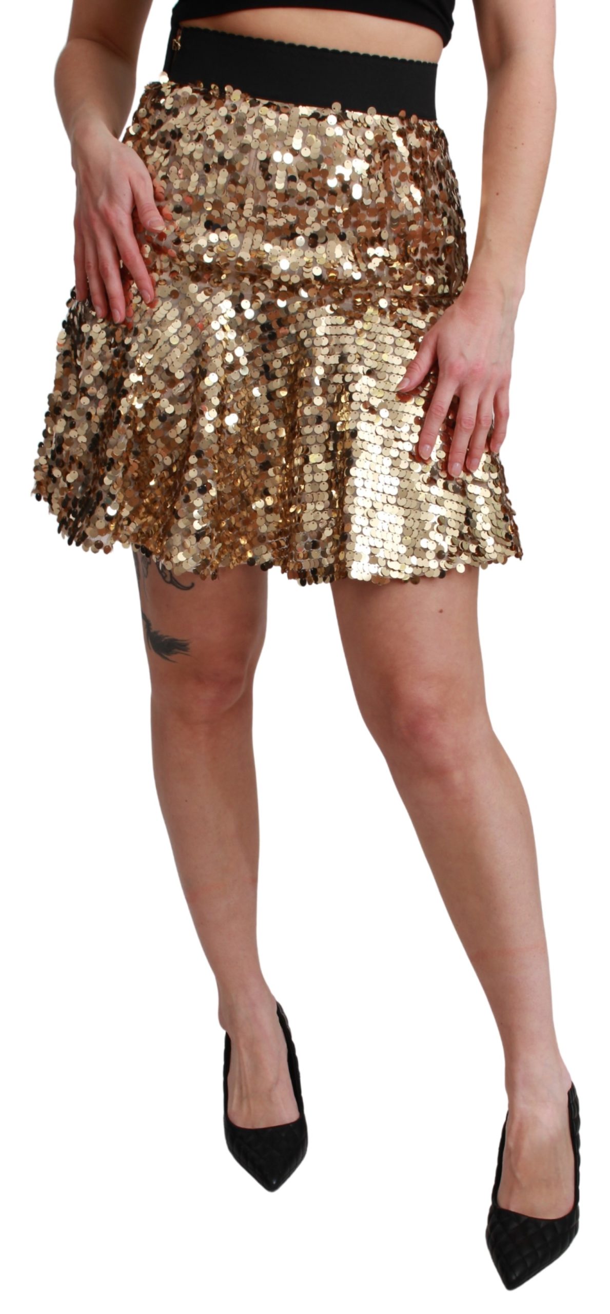 Dolce & Gabbana Women's Sequined High Waist A-line Mini Skirt SKI1451 - IT38|XS