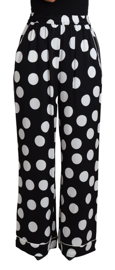 Black White Polka Dots Straight Trouser Pants - IT42|M