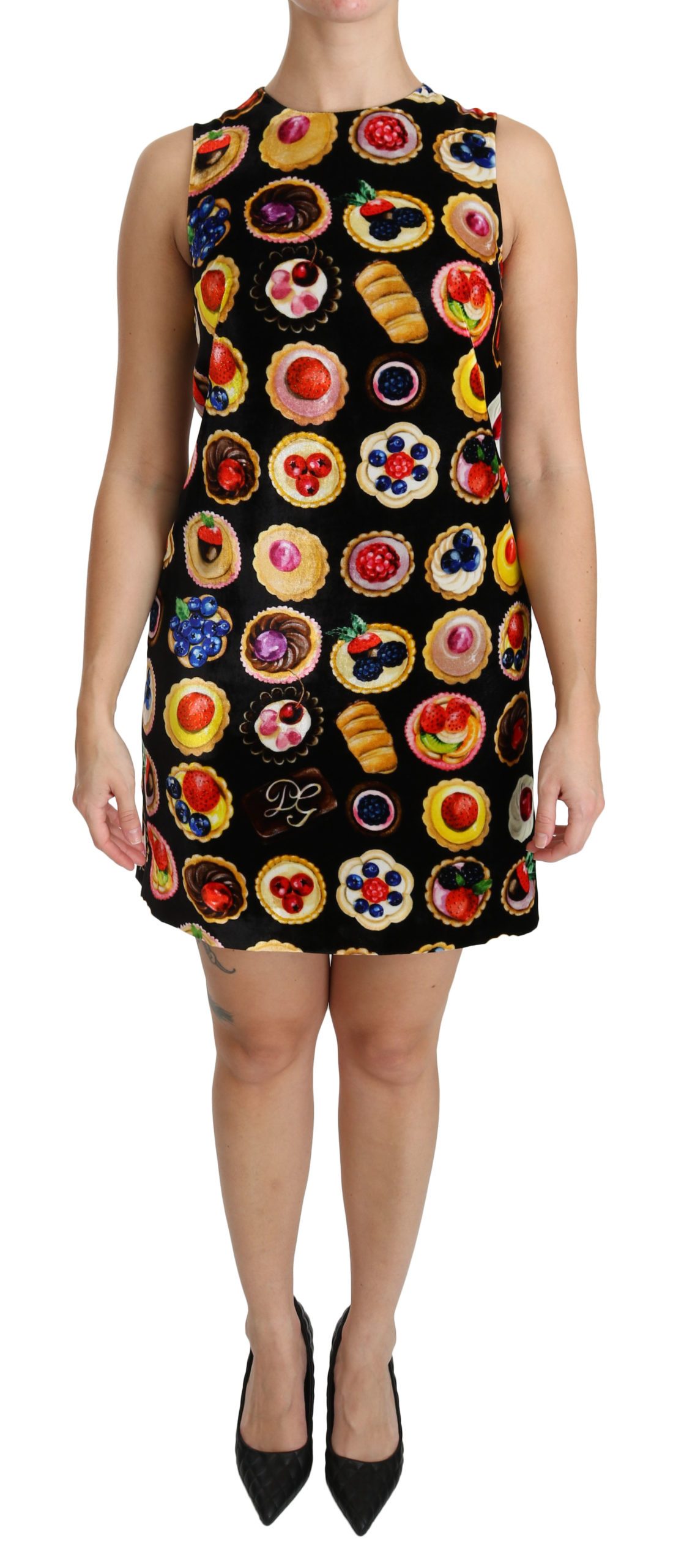 Dolce & Gabbana Women's Desserts Shift Mini Viscose Dress Black DR2144 - IT38|XS
