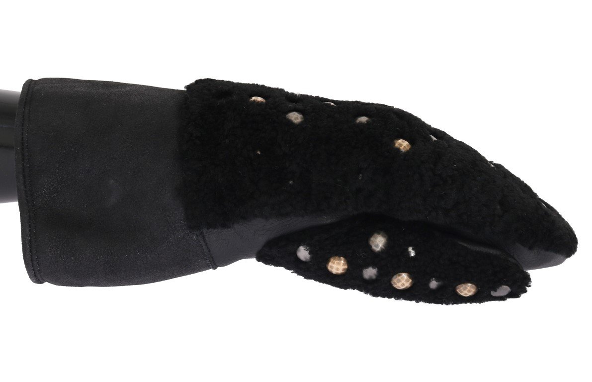 Dolce & Gabbana Men's Leather Shearling Studded Gloves Black LB159 - 9|M