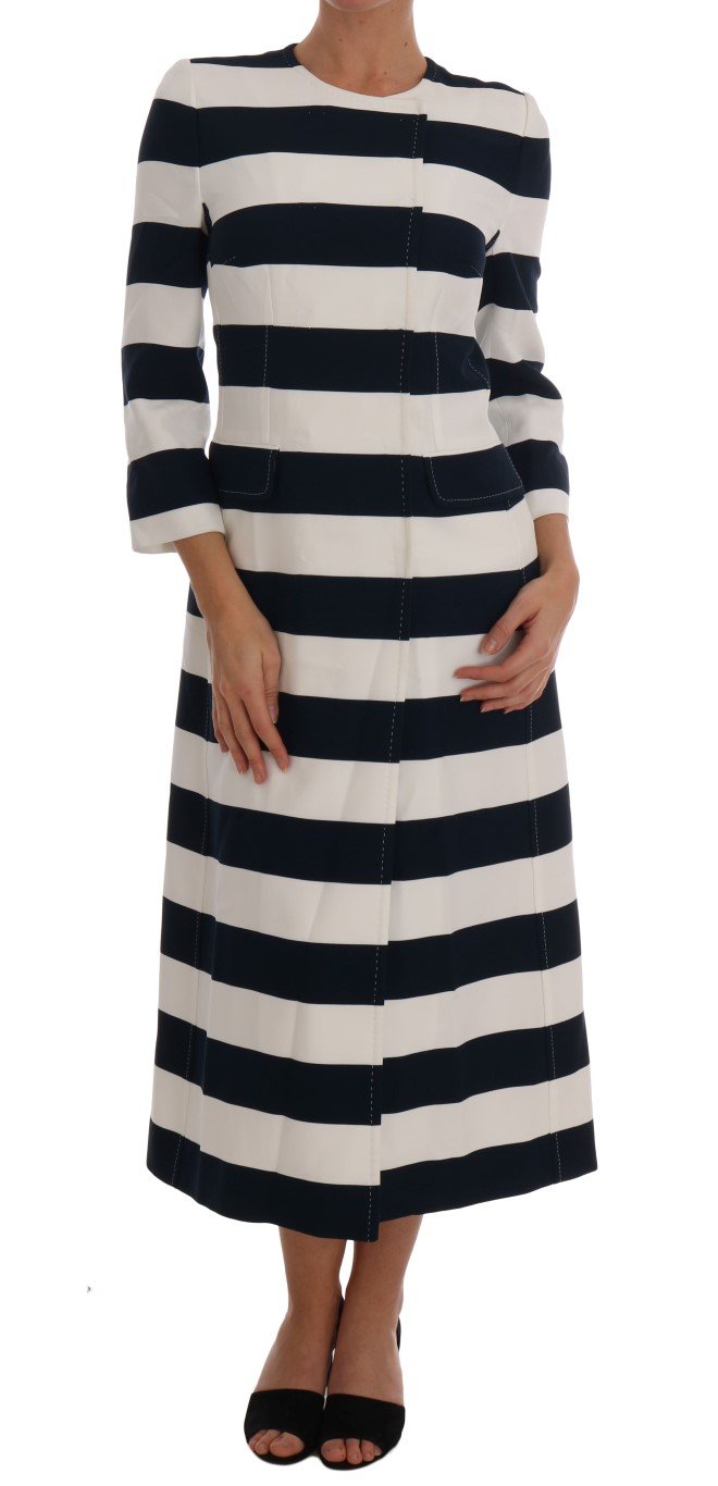 Dolce & Gabbana Women's Striped Stretch Coat Blue DR1344 - IT42|M