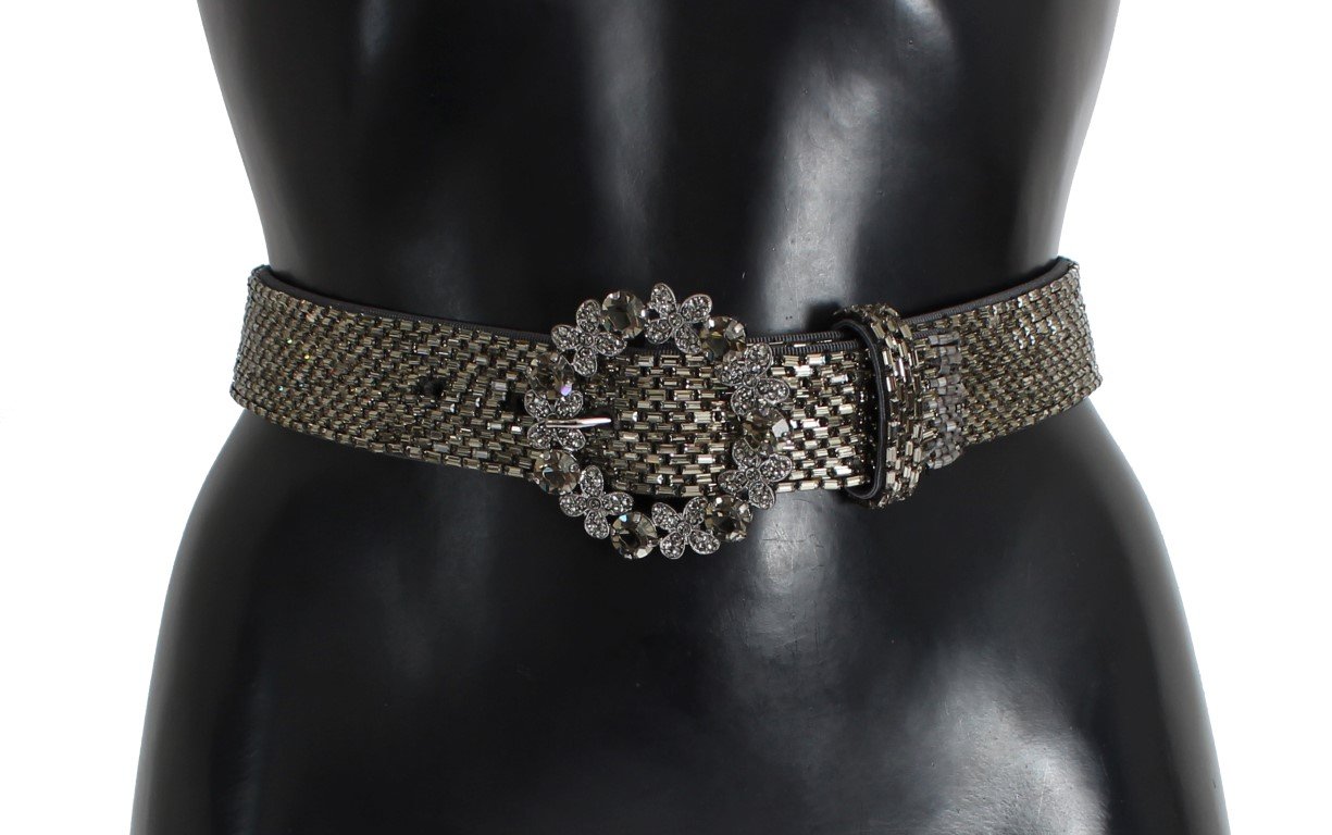 Dolce & Gabbana Women's Buckle Sequined Waist Belt Gray SIG13761 - 65 cm / 26 Inches