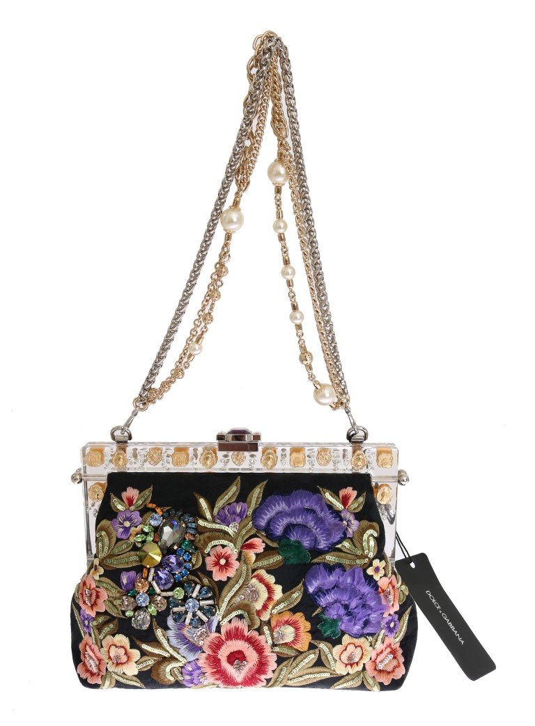 Dolce & Gabbana Women's VANDA Floral Embroidered Clutch Bag Multicolor VAS1248