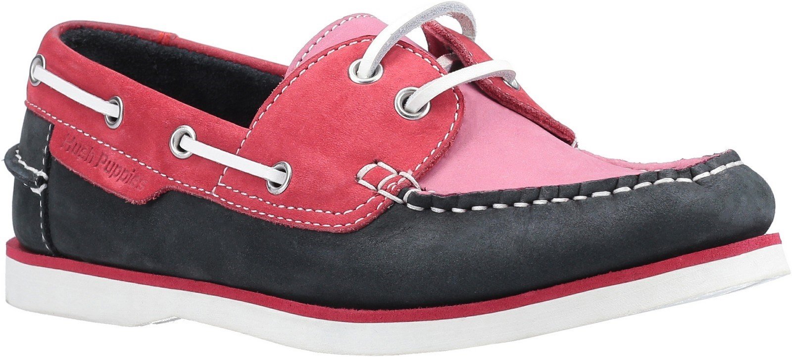 Hush Puppies Women's Hattie Lace Up Boat Shoe Various Colours 30223-51424 - Pink/Navy 3