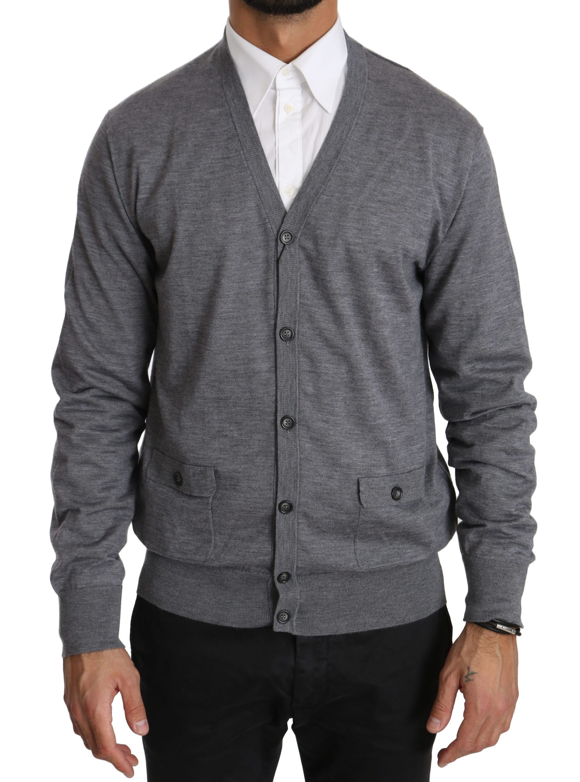 Dolce & Gabbana Men's Cashmere Button Down Cardigan Gray TSH4030 - IT50 | L
