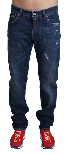 Blue DG Logo Denim Men Cotton Stretch Jeans - IT48 | M