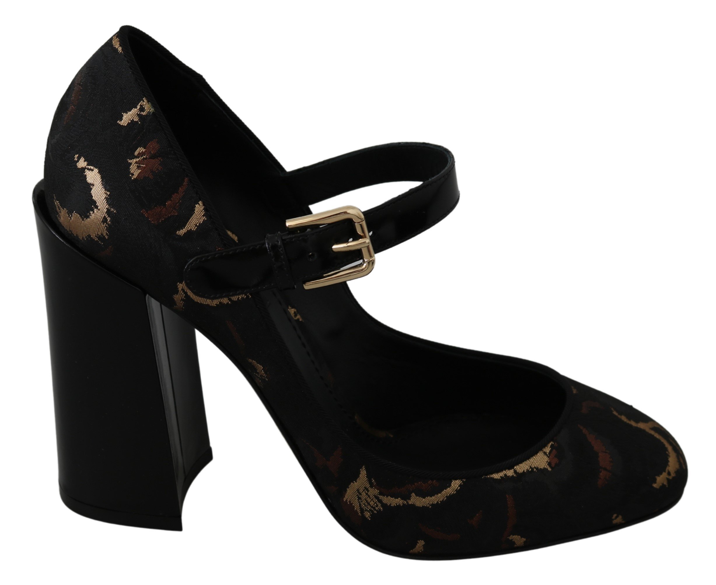 Dolce & Gabbana Women's Mary Janes Jacquard Leather Pumps Black LA7253 - EU39/US8.5