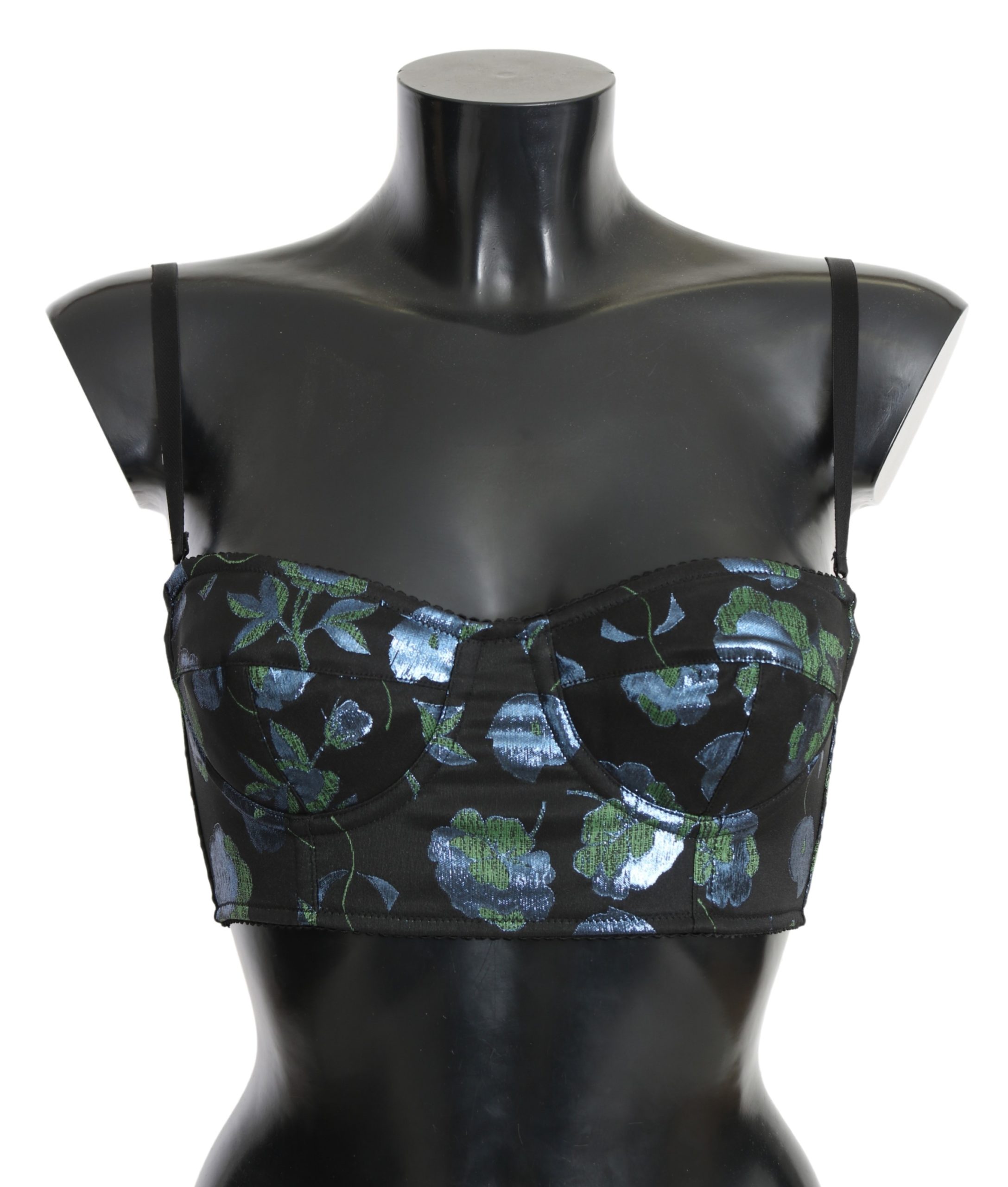 Dolce & Gabbana Women's Floral Brocade Cropped Top Black BIK1001 - IT36 | XS