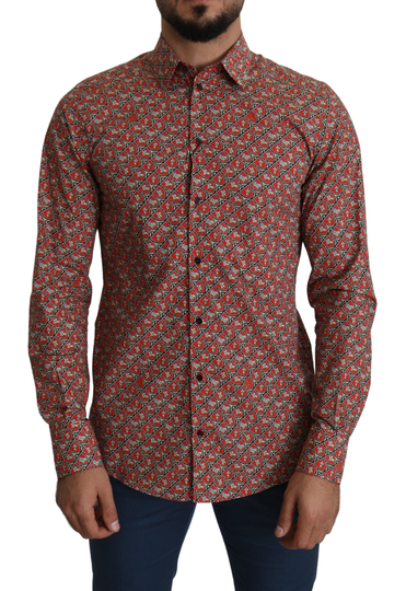 Red Printed Knight Formal Dress MARTINI Shirt - IT39 | S