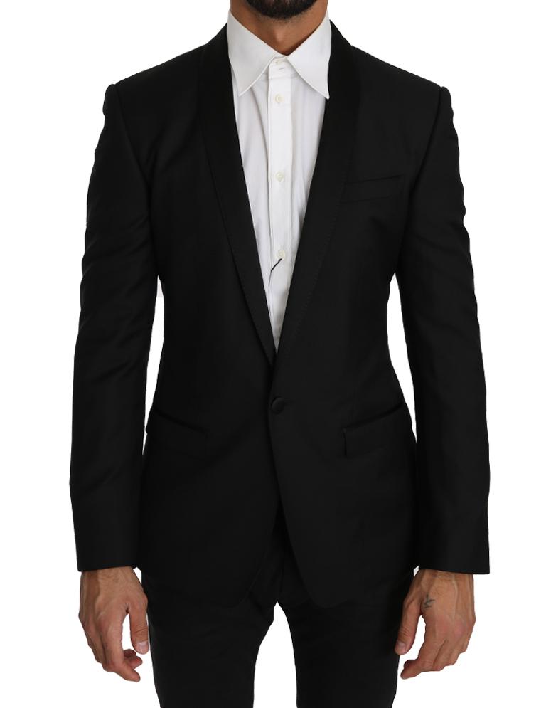 Dolce & Gabbana Men's Wool Silk GOLD Blazer Black KOS1222 - IT46 | S