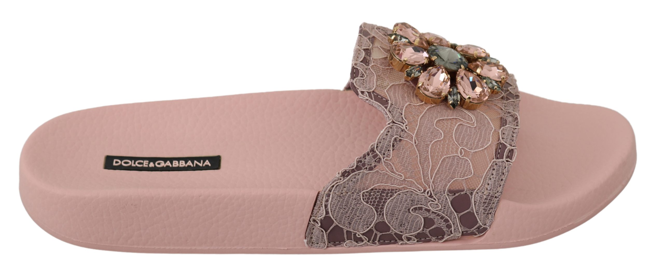 Dolce & Gabbana Women's Lace Crystal Sandals Pink LA6564 - EU36/US5.5