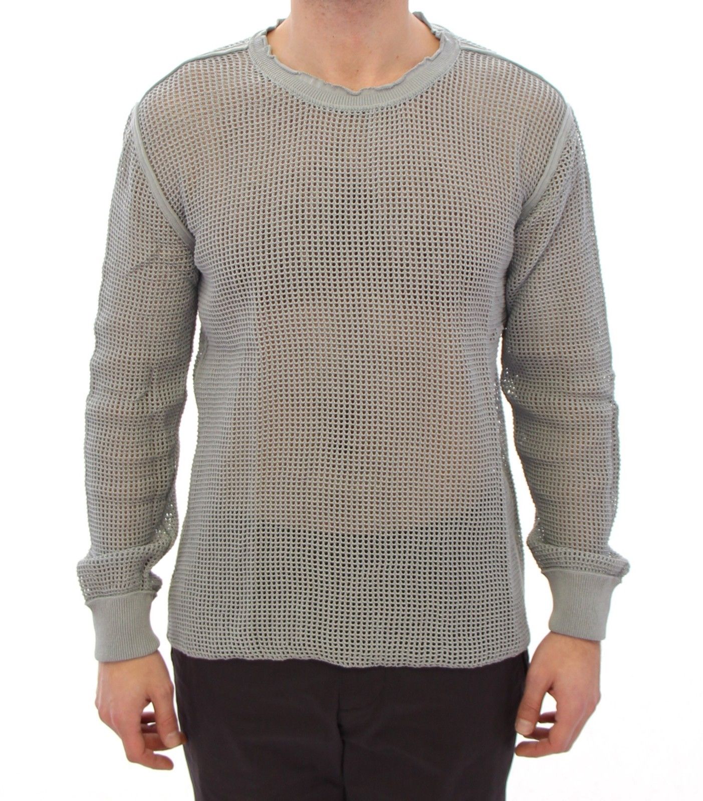 Dolce & Gabbana Men's Runway Logo Netz Pullover Netted Sweater Gray GTH10681 - IT56 | XXL