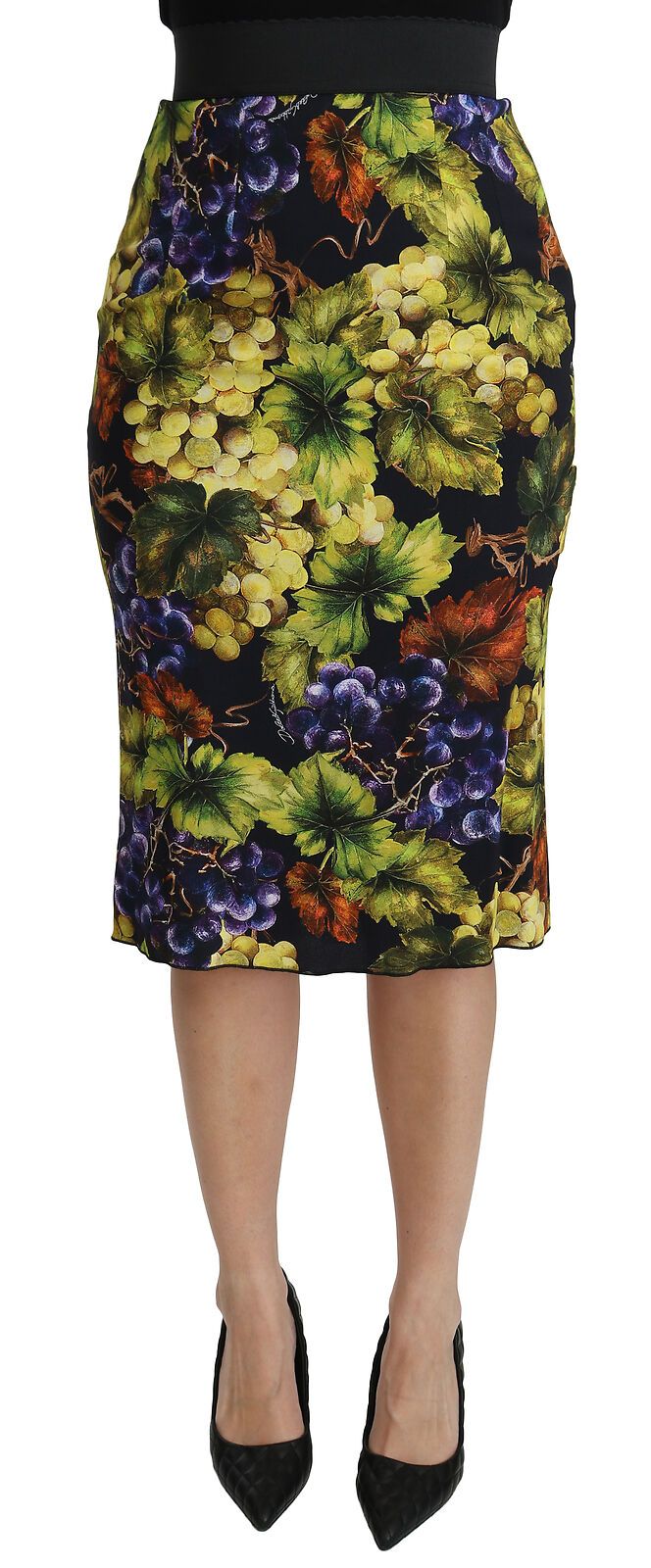 Dolce & Gabbana Women's Grapes Stretch Midi Skirt Multicolor SKI1375 - IT36 | XS