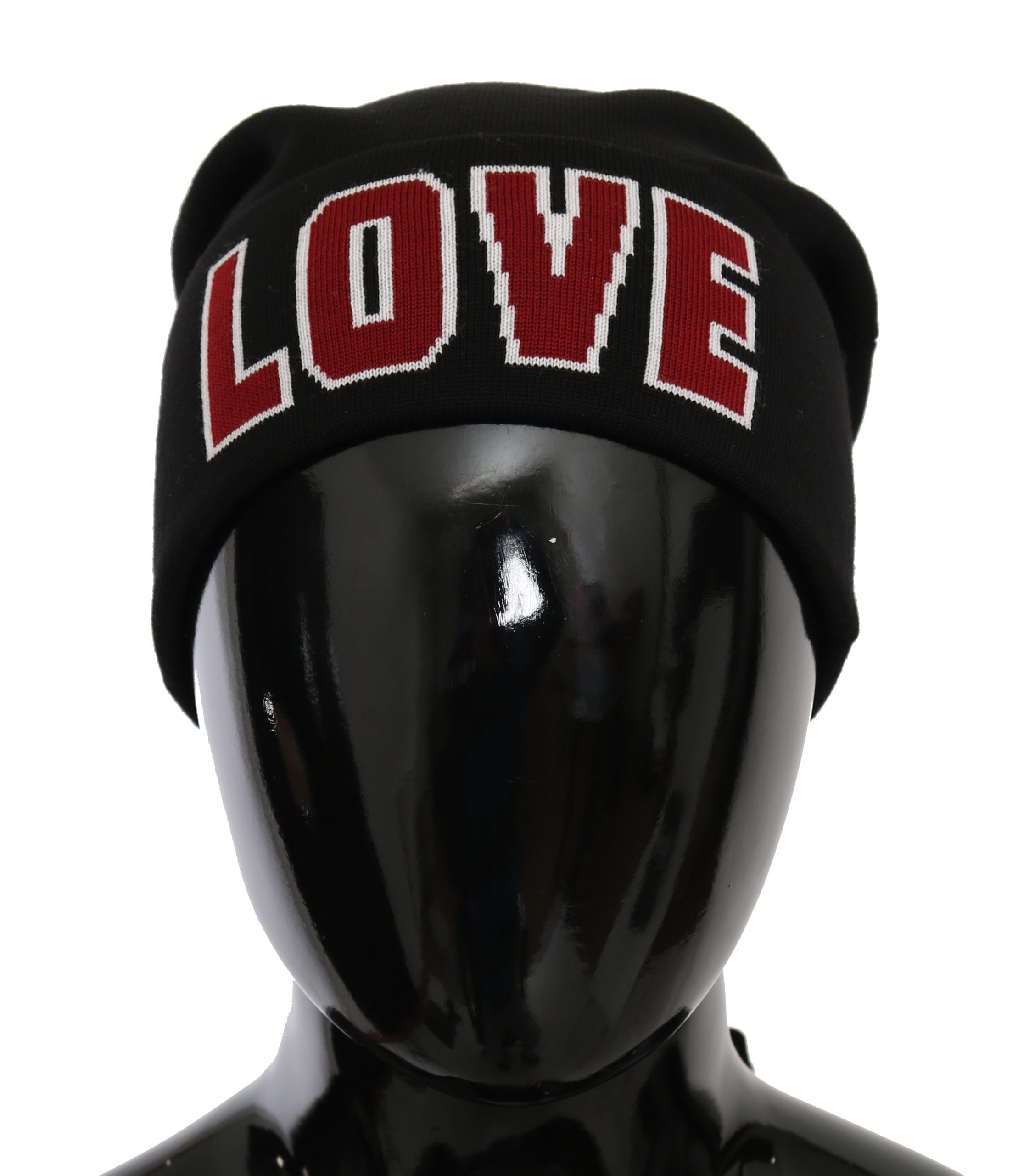Dolce & Gabbana Men's Love Knitted Virgin Wool Hat Black HAT9054
