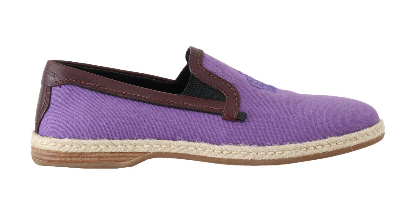 Dolce & Gabbana Men's Cotton Leather Crown Loafers Purple MV1650 - EU40/US7