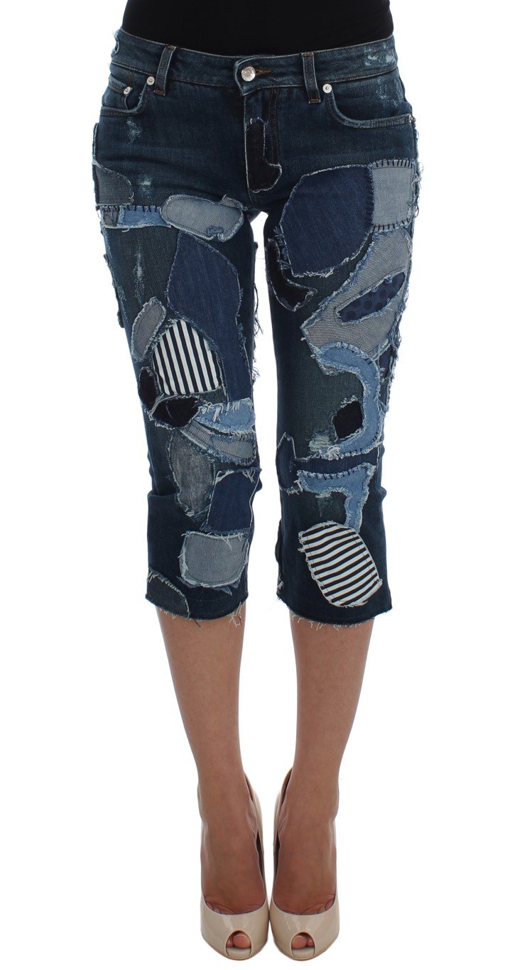 Dolce & Gabbana Women's Stretch Patchwork Shorts Blue SIG20531 - IT40|S