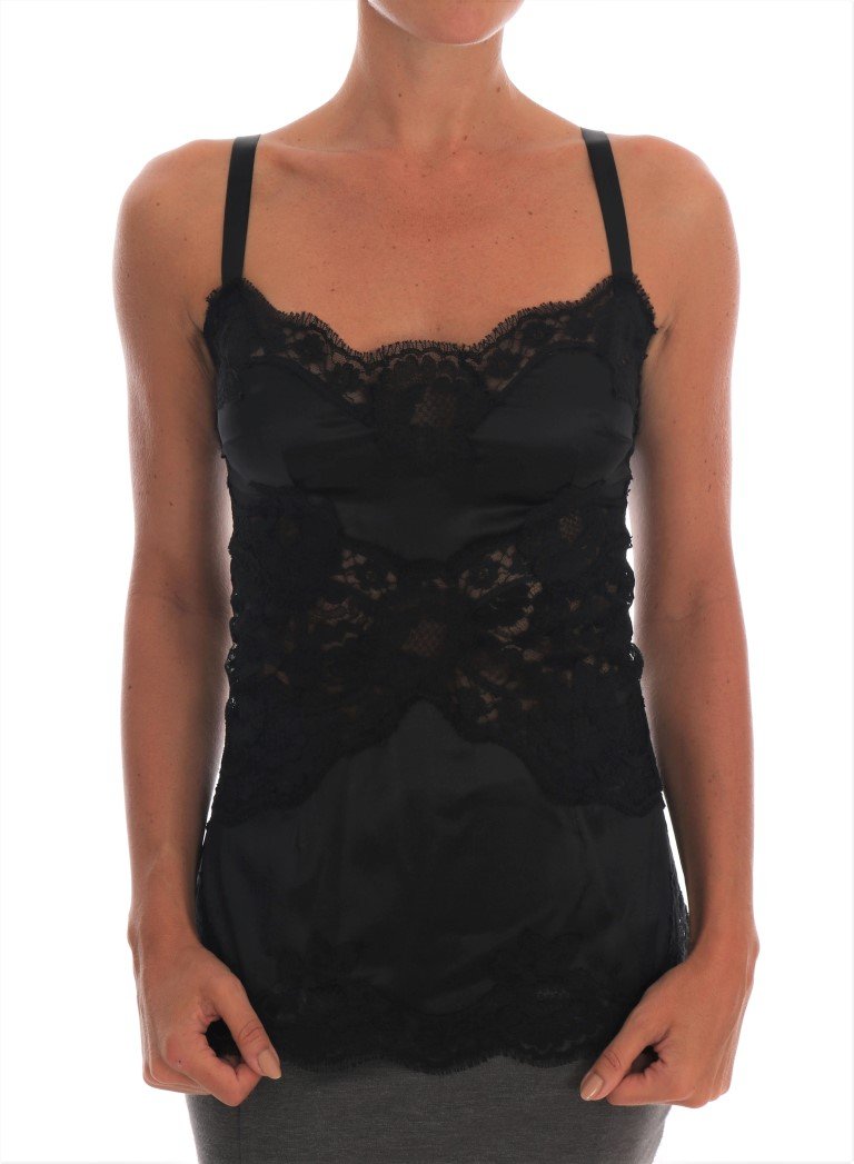 Dolce & Gabbana Women's Silk Stretch Lace Top Black TSH1421 - IT4 | L