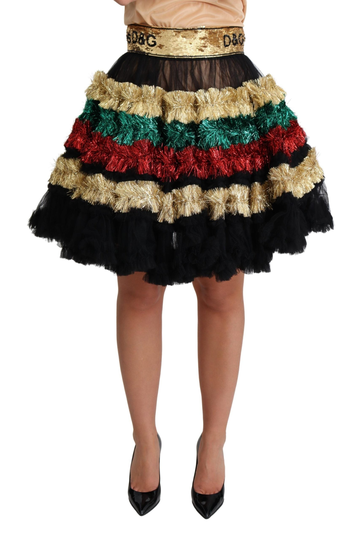 Multicolor Sequin Ruffled Tulle Tinsel Skirt - IT38|XS