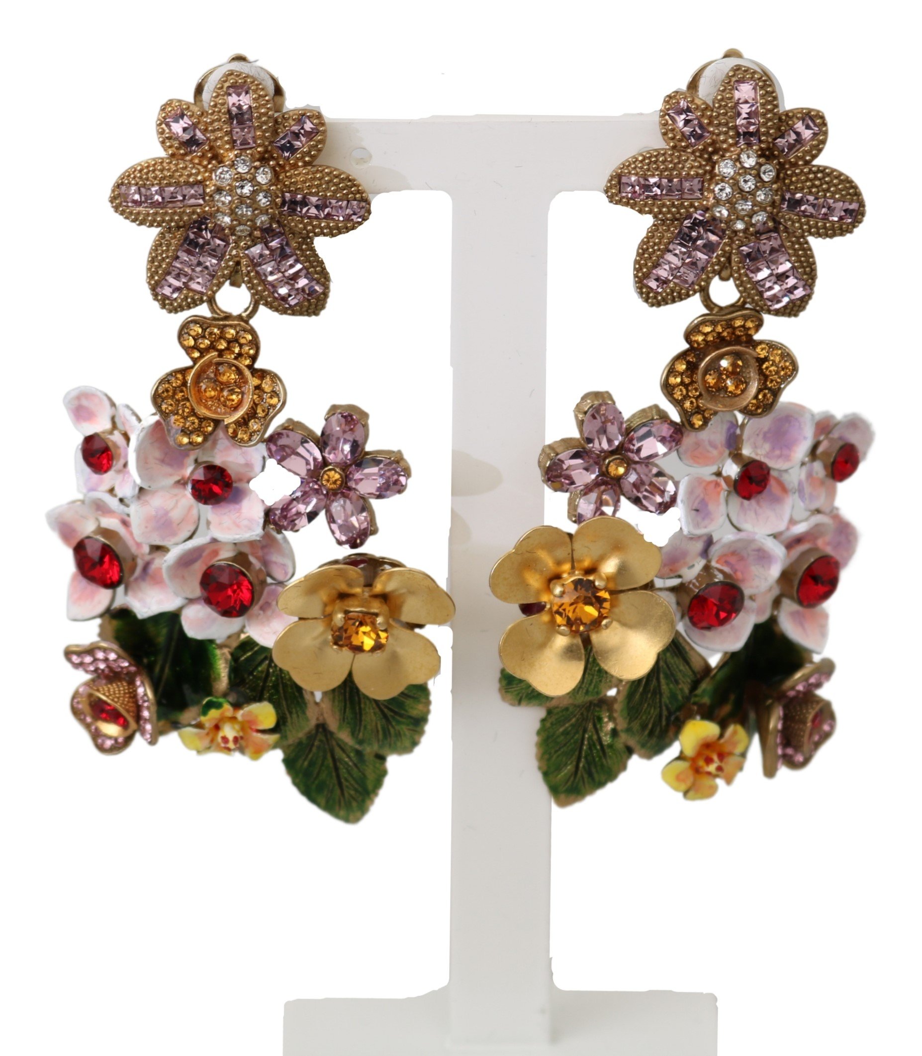 Dolce & Gabbana Women's Crystal Floral Filigree Clip-on Earrings Gold SMY10091
