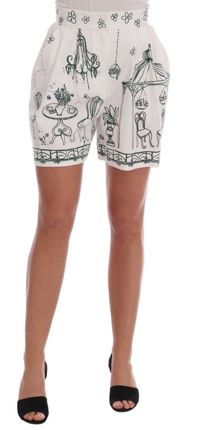 Dolce & Gabbana Women's Sicily Motive Print Shorts White BYX1215 - IT38|XS