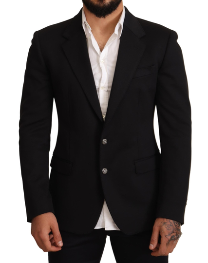 Black Cotton Slim Fit Coat Blazer Jacket - IT50 | L