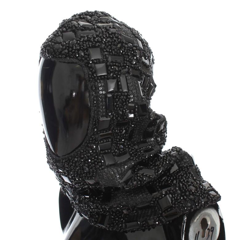 Dolce & Gabbana Women's Crystal Glass Sequin Hood Scarf Hat Black MS904