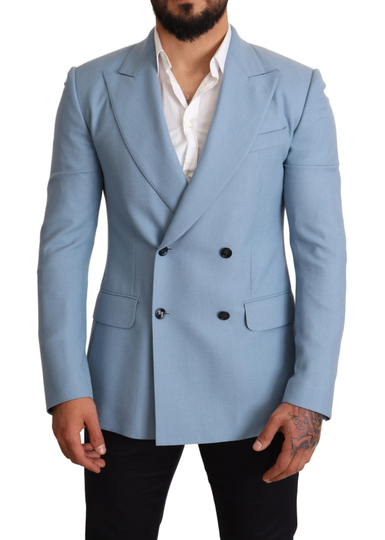 Blue Cashmere Silk Slim Fit Blazer Jacket - IT48 | M