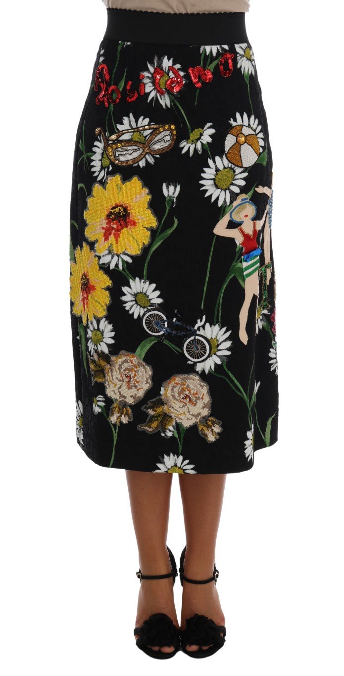Dolce & Gabbana Women's Embellished Daisy Brocade Skirt Multicolor SKI1065 - IT36|XXS