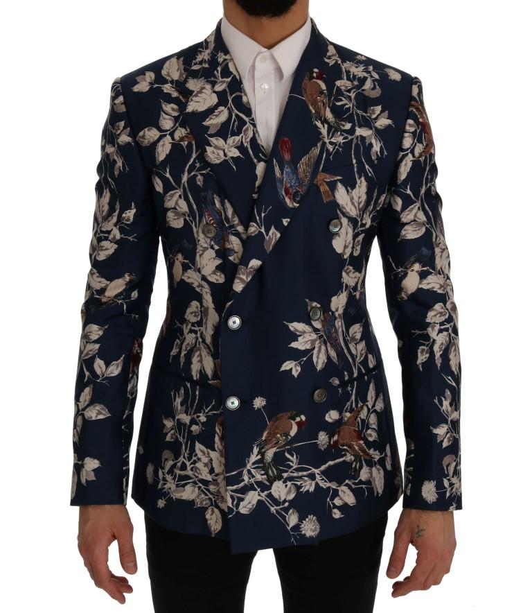 Dolce & Gabbana Men's Bird Print Silk Slim Fit Blazer Blue SIG60246 - IT44 | XS