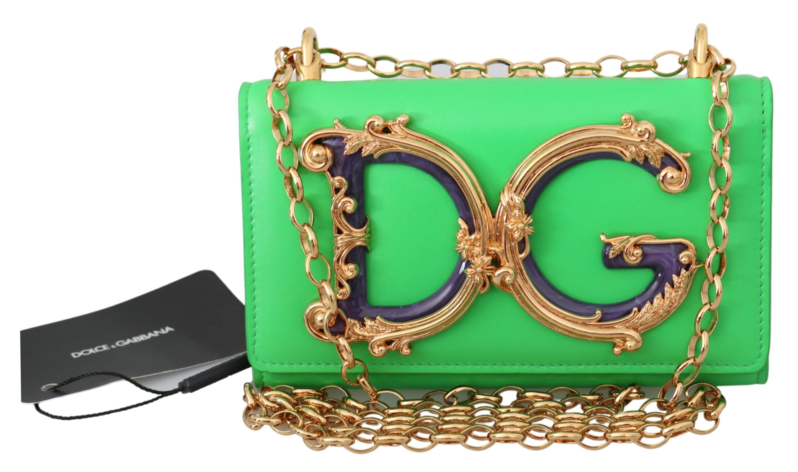 Dolce & Gabbana Women's Leather Logo iPhone X Cover Crossbody Bag Green VAS9907
