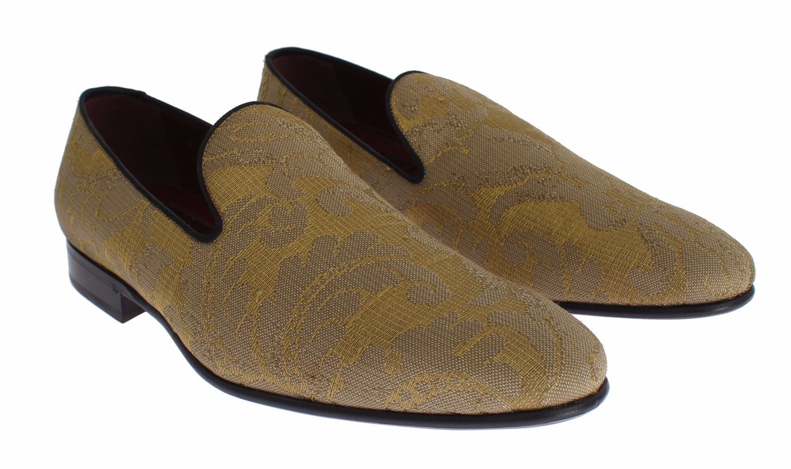 Dolce & Gabbana Men's Silk Baroque Loafers Shoes Gold SIG17169 - EU39/US6