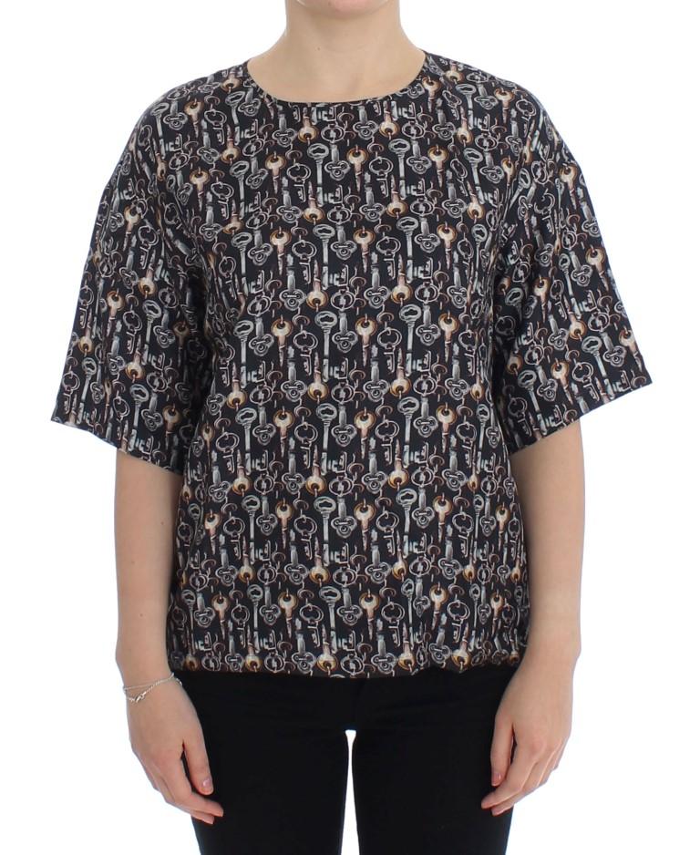 Dolce & Gabbana Women's Gold Key Printed Top Gray SIG13325 - IT44|L