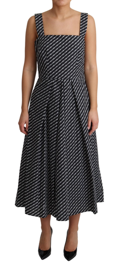 Blue Dotted Cotton A-Line Gown Dress - IT44|L