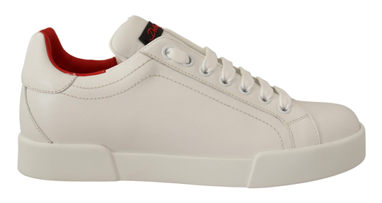 White Leather Low Top Women Sneakers Shoes - EU37/US6.5
