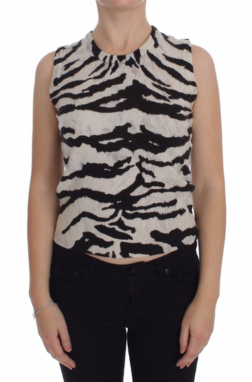Zebra 100% Cashmere Knit Top Vest Tank Top - IT38|XS