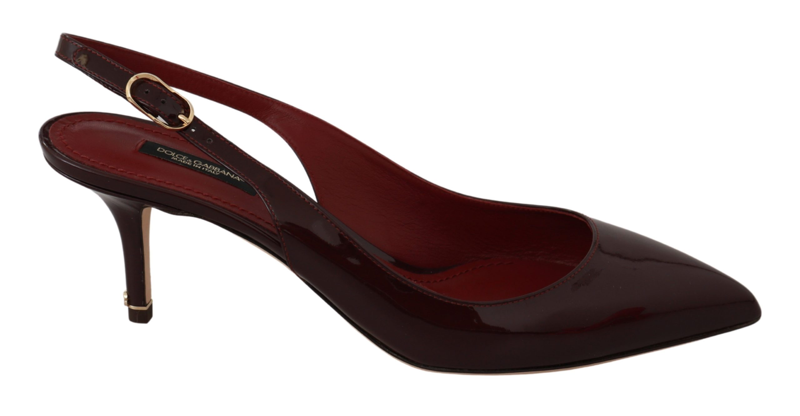 Dolce & Gabbana Women's Patent Leather Slingbacks Heels Bordeaux LA6420 - EU37.5/US7