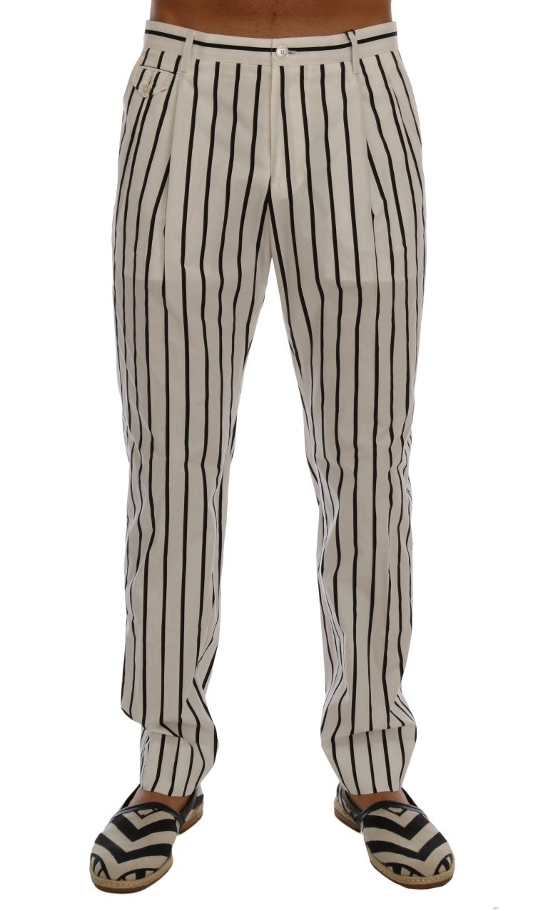 Dolce & Gabbana Men's Striped Cotton Dress Trouser Black/White PAN60735 - IT50 | L