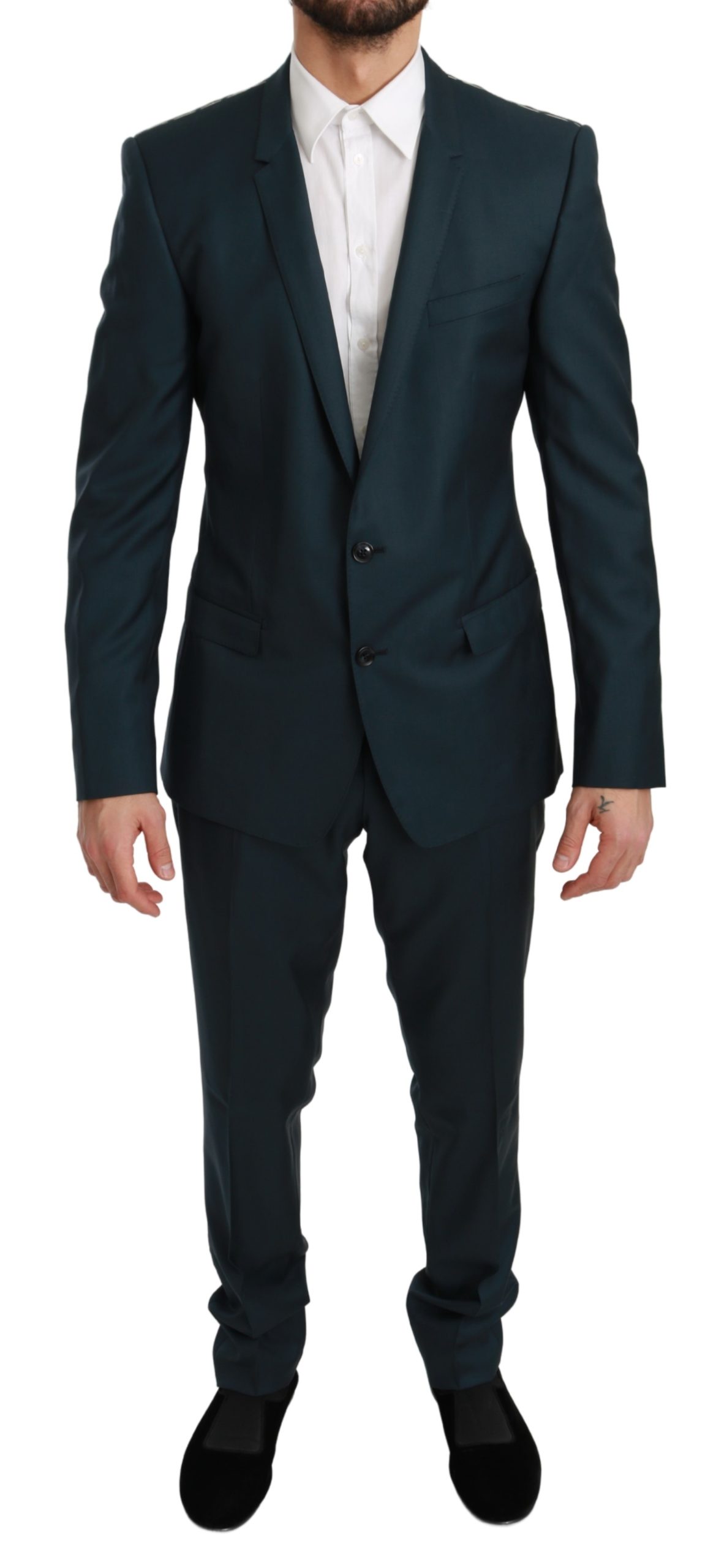 Dolce & Gabbana Men's Wool Slim Fit 2 Piece GOLD Suit Blue KOS1732 - IT50 | L