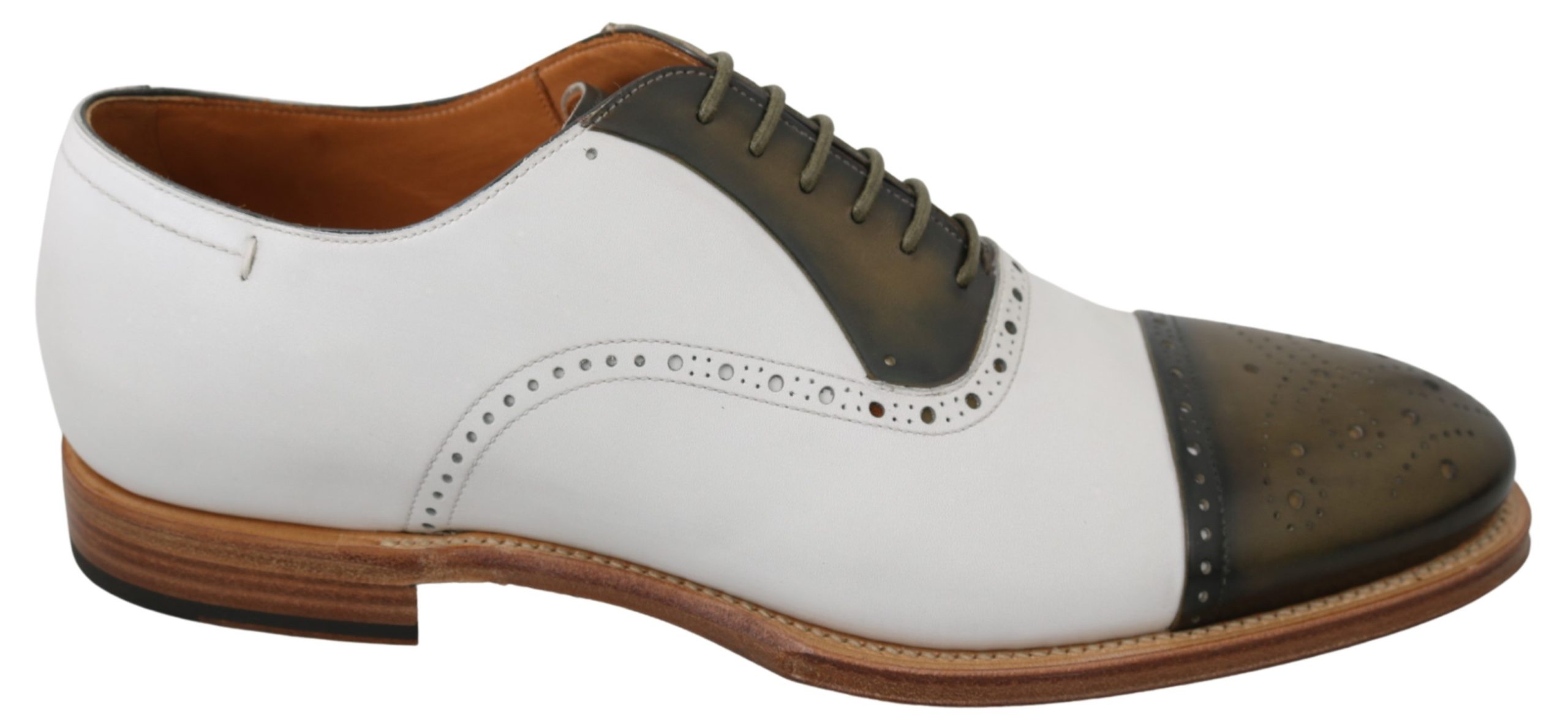 Dolce & Gabbana Men's Leather Derby Brogue Shoe White MV2882 - EU44/US11