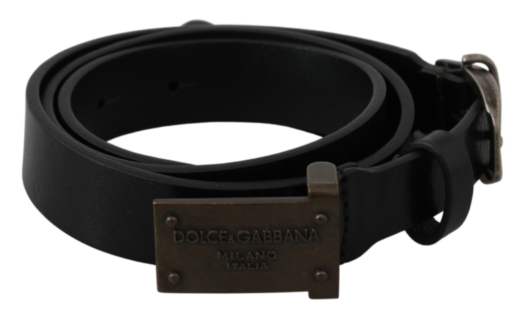 Dolce & Gabbana Men's Leather DG Logo Buckle Belt Black BEL60608 - 100 cm / 40 Inches